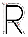 Strokes to make the letter 'R'
