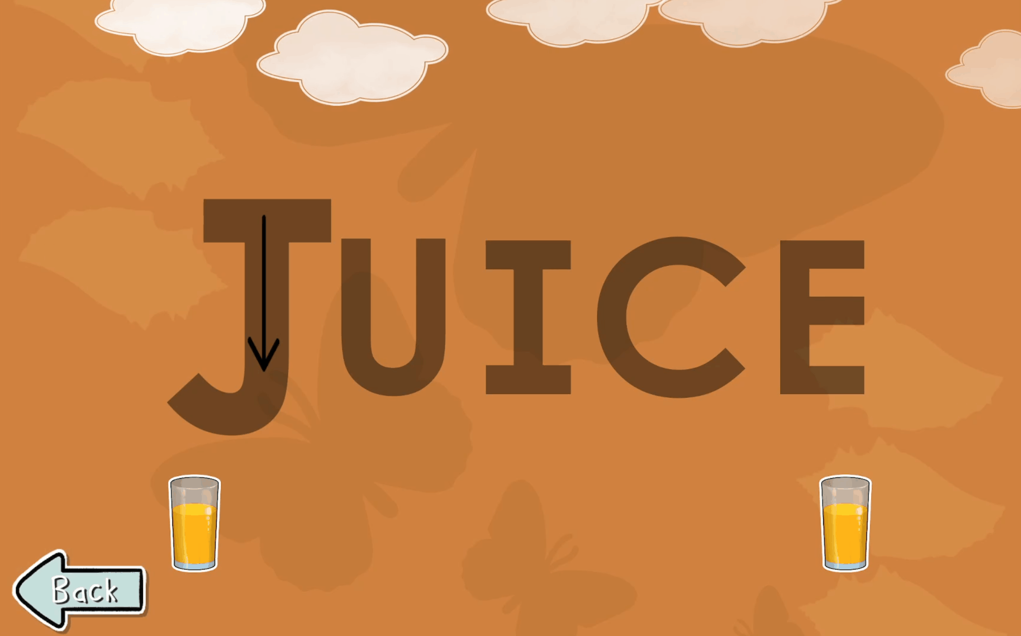 Tracing the word "JUICE"